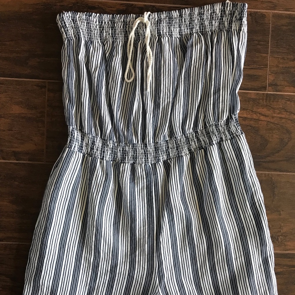 Beachy striped strapless romper